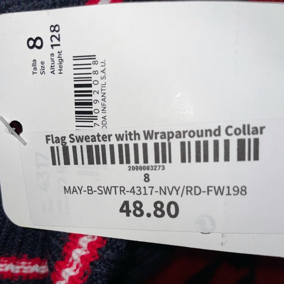 Mayoral Flag Knit Pull Over Sweater Red/Navy -NWT - Picture 5 of 7